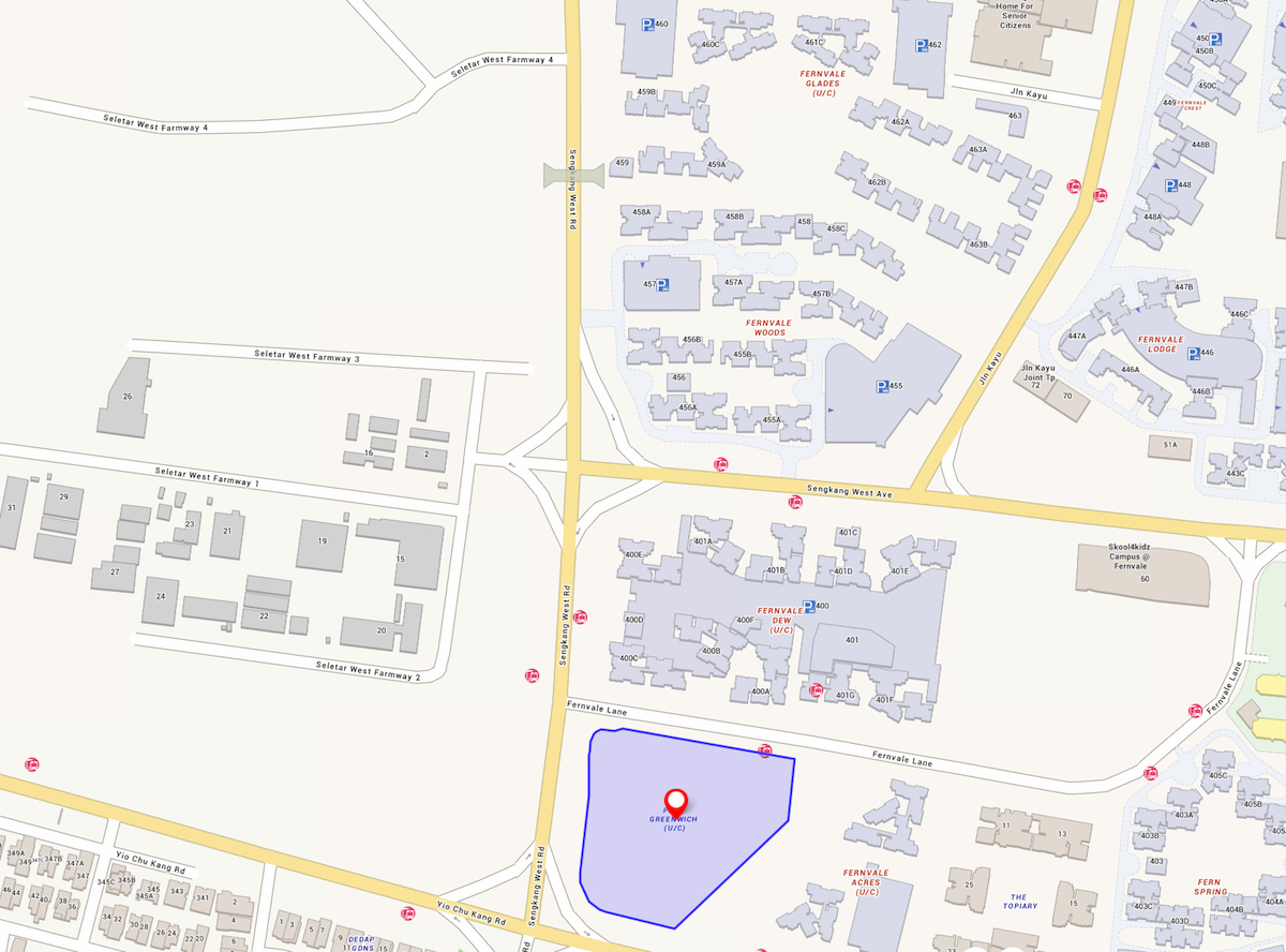Onemap Exact Location of Parc Greenwich Executive Condo EC at Fernvale Lane by Frasers Property